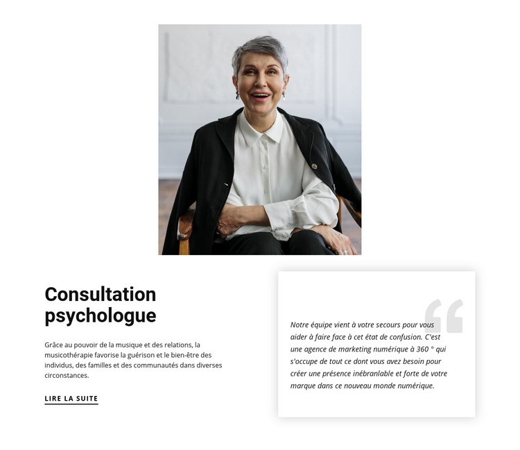 Consultation psychologue Maquette de site Web