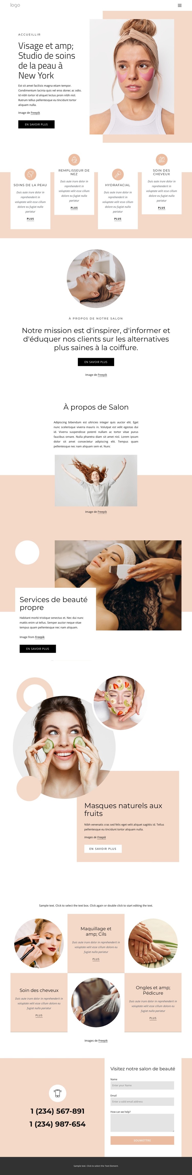 Atelier beauté du visage Modèle HTML