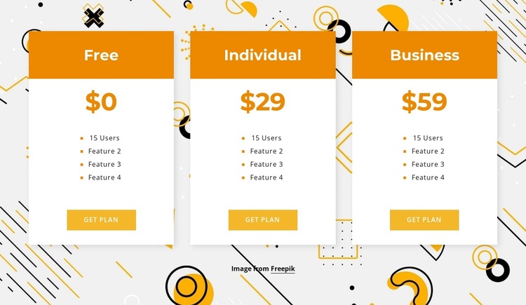 Pricing on abstract background Joomla Template