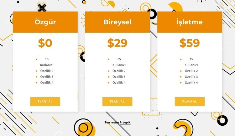 Arka plan üzerinde fiyatlandırma HTML5 Şablonu