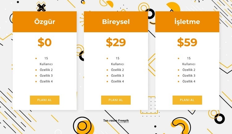 Arka plan üzerinde fiyatlandırma Web Sitesi Mockup'ı