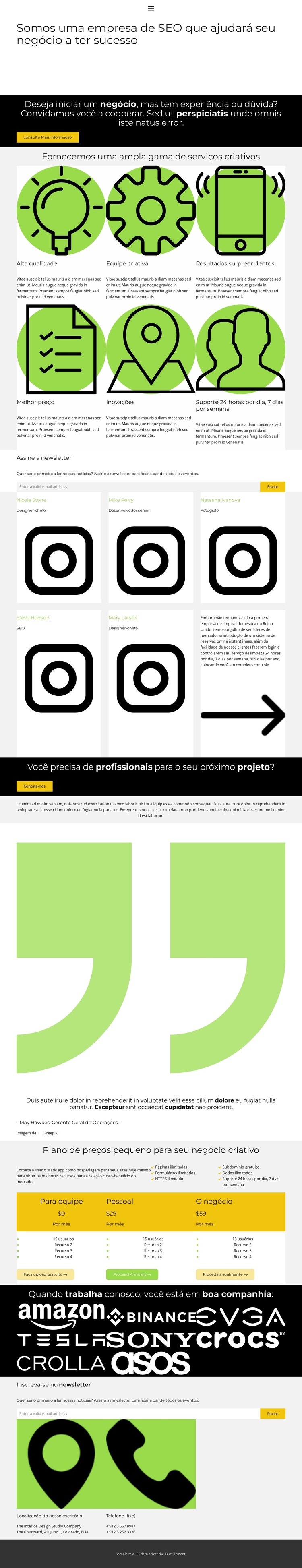 Modelo brilhante Landing Page