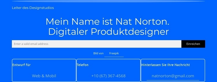 Mein Name ist Nat Norton Eine Seitenvorlage