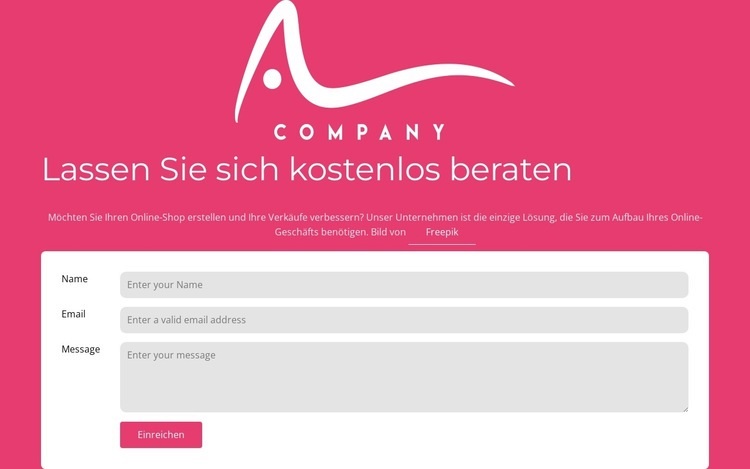 Kontaktformular mit Logo Landing Page