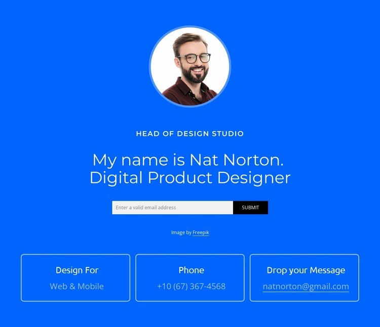 My name is Nat Norton Elementor Template Alternative