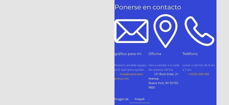 Contáctenos bloque en cuadrícula Diseño de páginas web