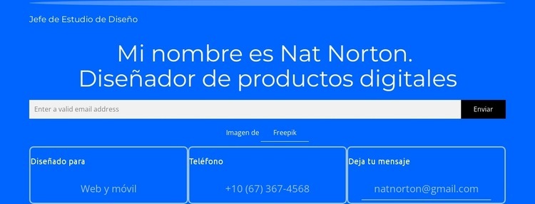 mi nombre es nat norton Maqueta de sitio web