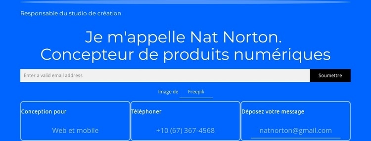 Je m'appelle Nat Norton Modèles de constructeur de sites Web