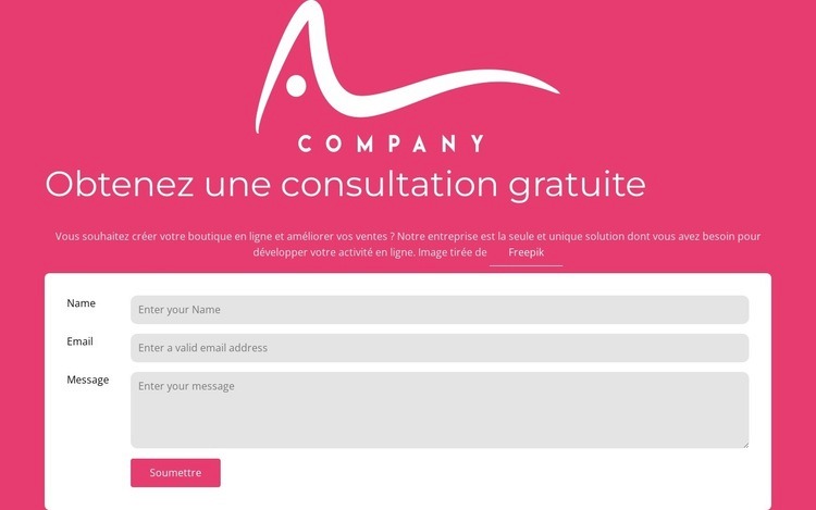 Formulaire de contact avec logo Maquette de site Web