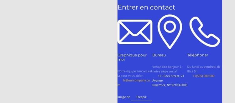 Contactez-nous bloquer dans la grille Modèle CSS