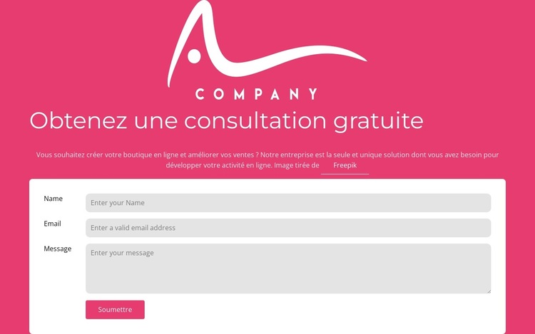 Formulaire de contact avec logo Modèle de site Web