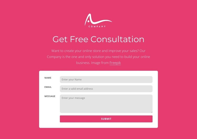 Contact form with logo Homepage Design