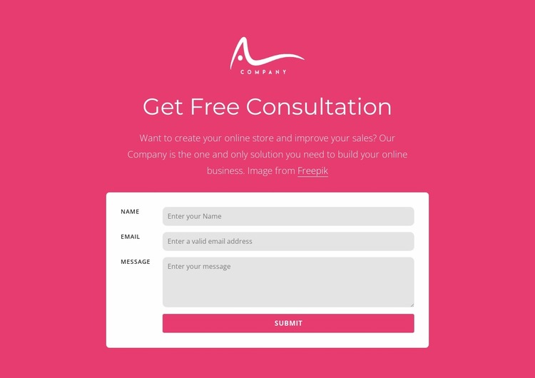 Contact form with logo Html Website Builder