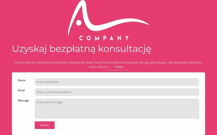 Formularz kontaktowy z logo Kreator witryn internetowych HTML
