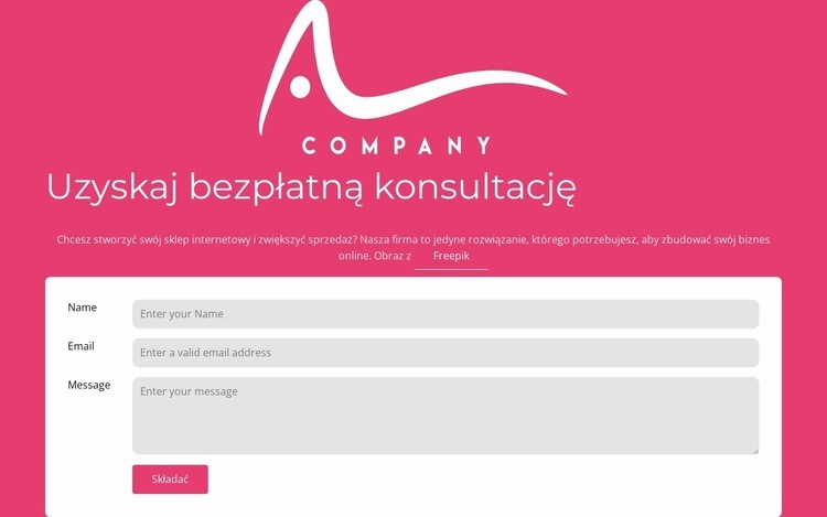 Formularz kontaktowy z logo Projekt strony internetowej