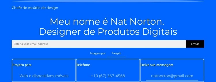 Meu nome é Nat Norton Construtor de sites HTML