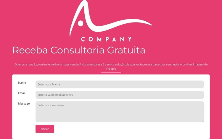 Formulário de contato com logotipo Design do site