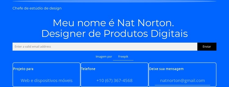 Meu nome é Nat Norton Modelo de site