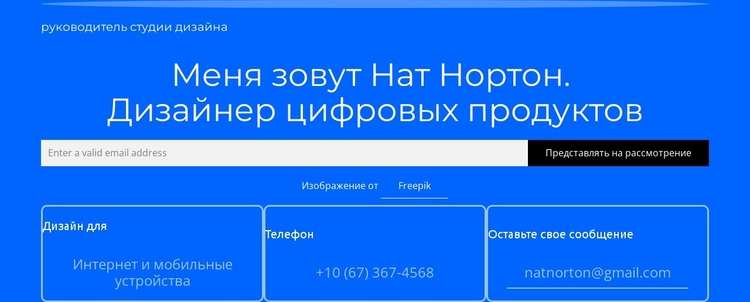 Меня зовут Нат Нортон. WordPress тема