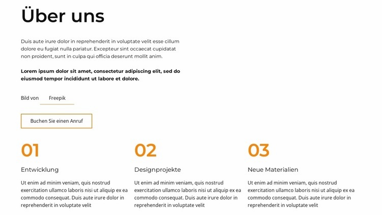 Über uns Block mit Grid Repeater Eine Seitenvorlage