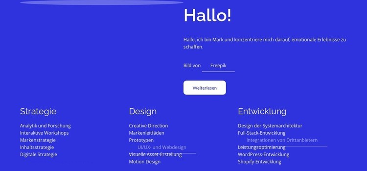 Strategie, Design, Entwicklung HTML Website Builder