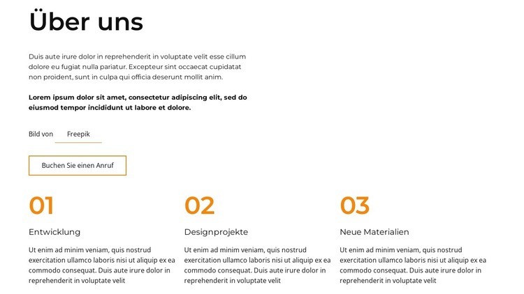 Über uns Block mit Grid Repeater Landing Page
