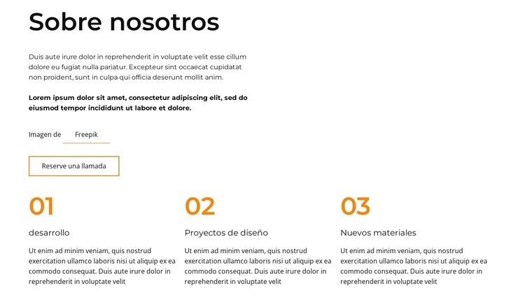 Sobre nosotros bloque con repetidor de rejilla Página de destino