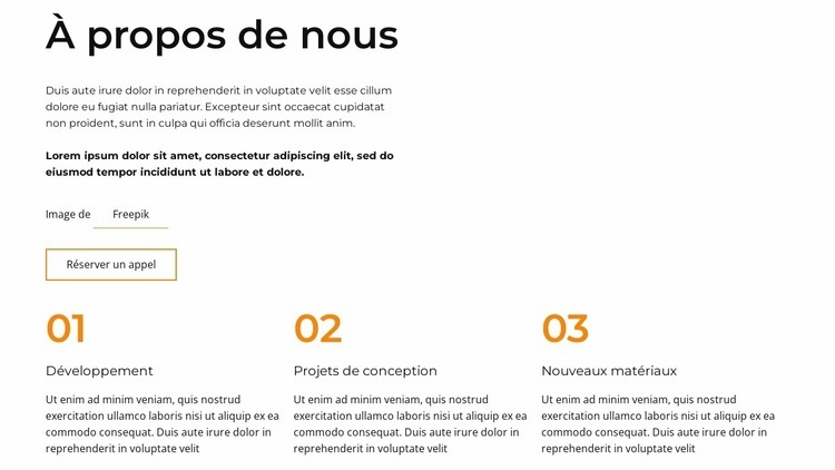 À propos de nous bloc avec répéteur de grille Modèles de constructeur de sites Web