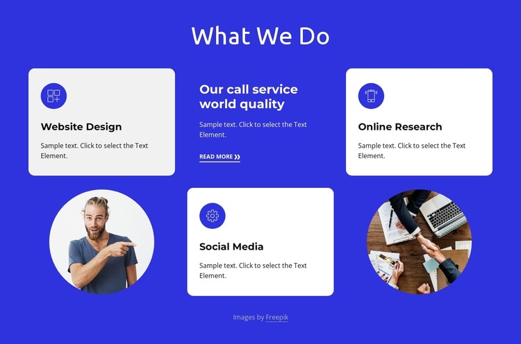 What we do block with grid HTML5 Template