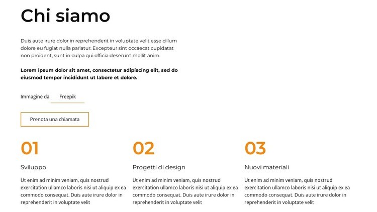 Chi siamo blocco con ripetitore di griglia Costruttore di siti web HTML