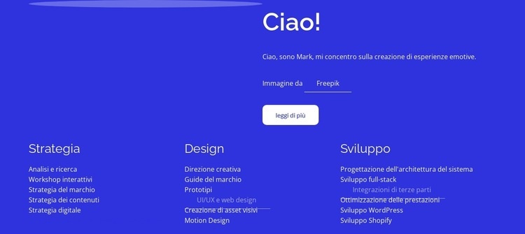 Strategia, design, sviluppo Costruttore di siti web HTML