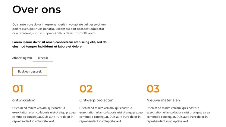 Over ons blok met grid repeater CSS-sjabloon