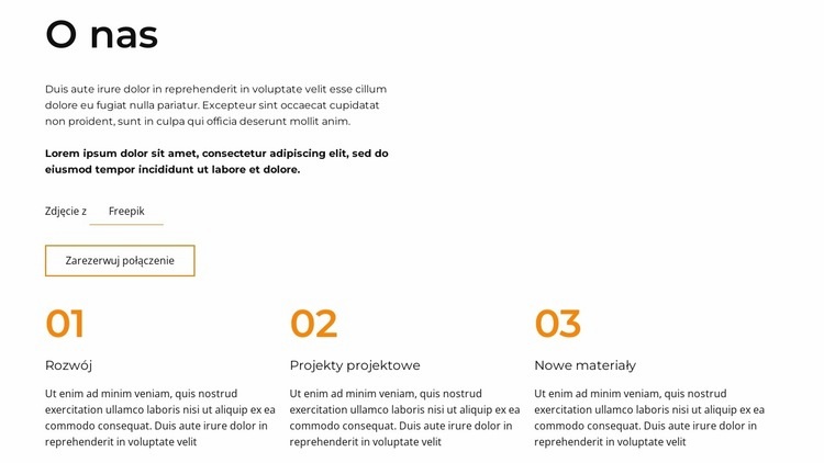 O nas blok z repeaterem sieci Kreator witryn internetowych HTML