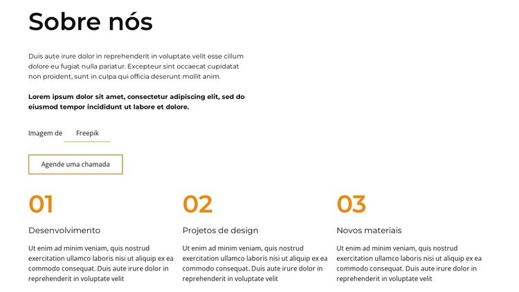 Sobre nós bloco com repetidor de grade Design do site