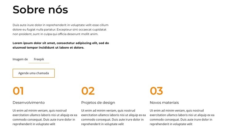 Sobre nós bloco com repetidor de grade Modelo de uma página