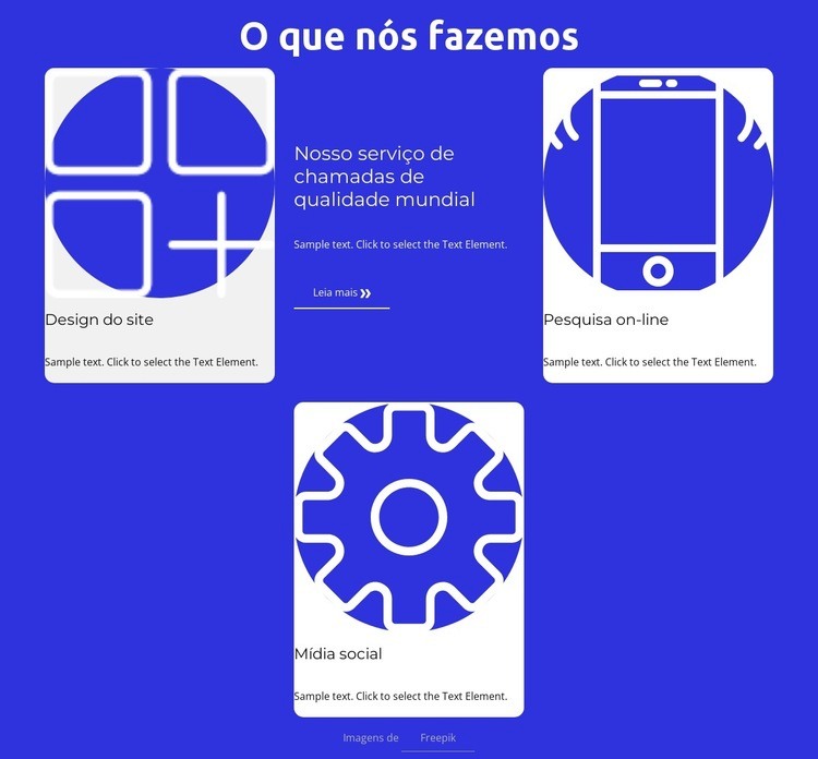 O que fazemos bloco com grade Landing Page