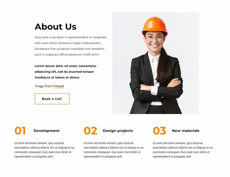 About us block with grid repeater WordPress Website Builder