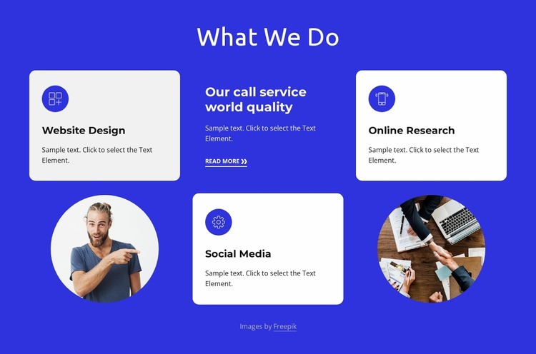 What we do block with grid WordPress Website Builder