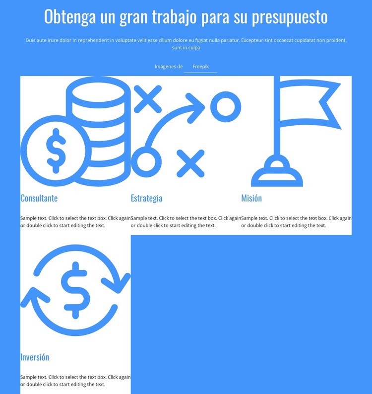 Misión, visión, estrategia Maqueta de sitio web