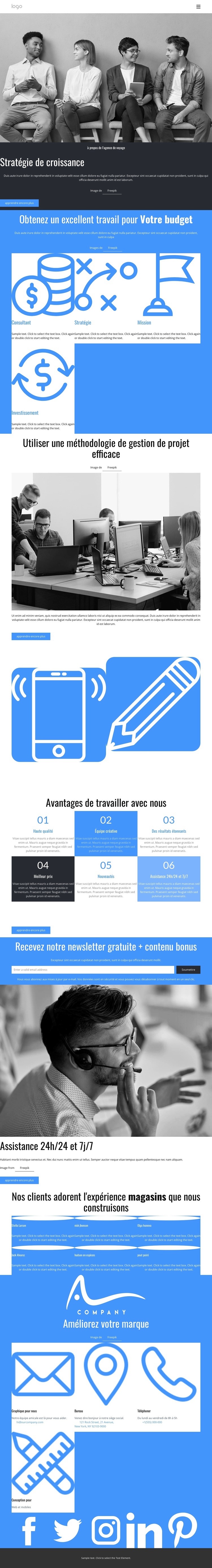 Cabinet de conseil en stratégie de croissance Modèle d'une page