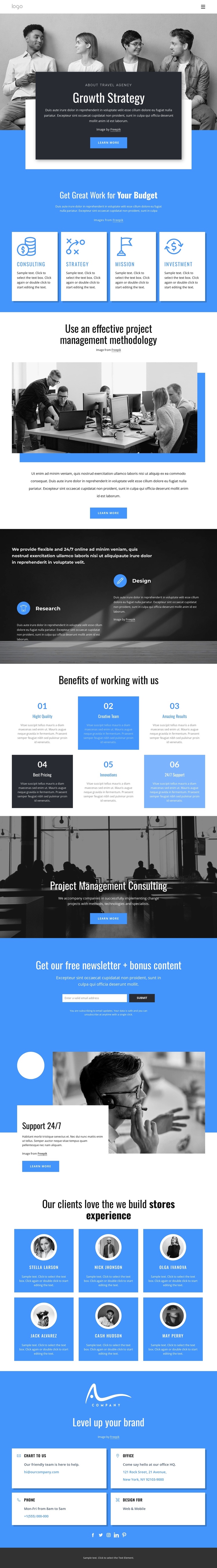 Growth strategy consulting company One Page Template