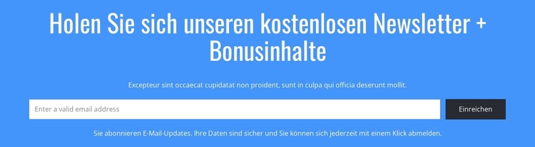 Holen Sie sich unseren kostenlosen Newsletter HTML-Vorlage