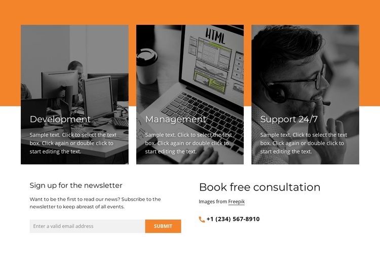 Contact block with grid repeater Homepage Design