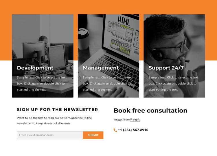 Contact block with grid repeater HTML Template