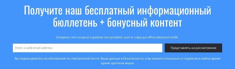 Получите нашу бесплатную рассылку новостей Одностраничный шаблон