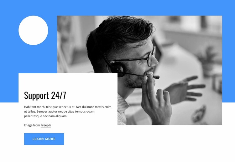 Support 24/7 Website Mockup