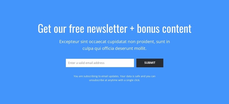 Get our free newsletter Landing Page