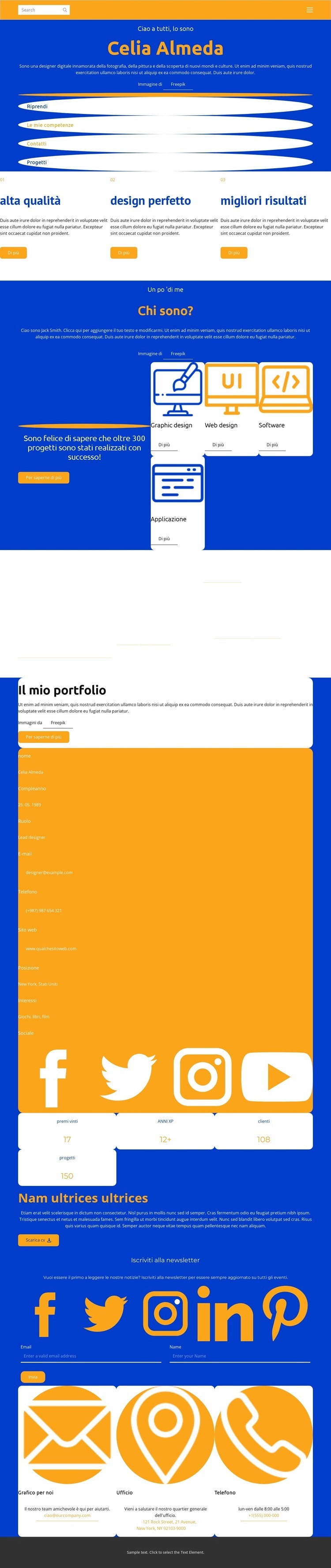 Pagina personale di Celia Almeda Modello HTML5