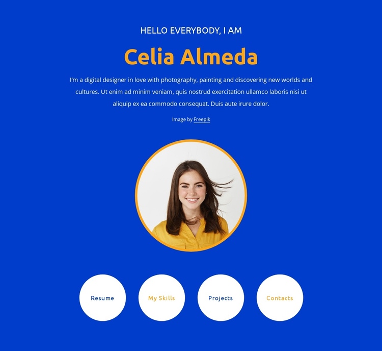 Designer profile block One Page Template