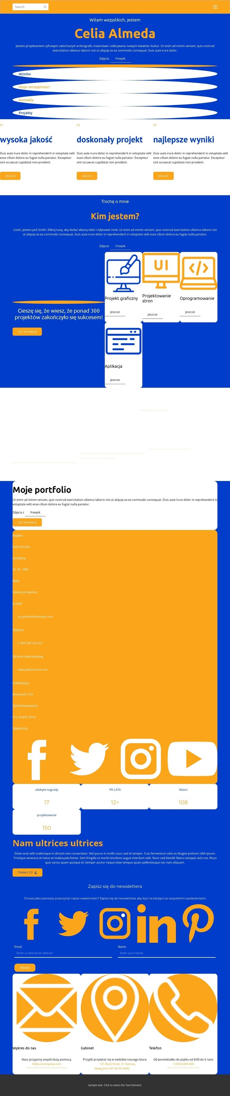 Strona osobista Celii Almedy Szablony do tworzenia witryn internetowych